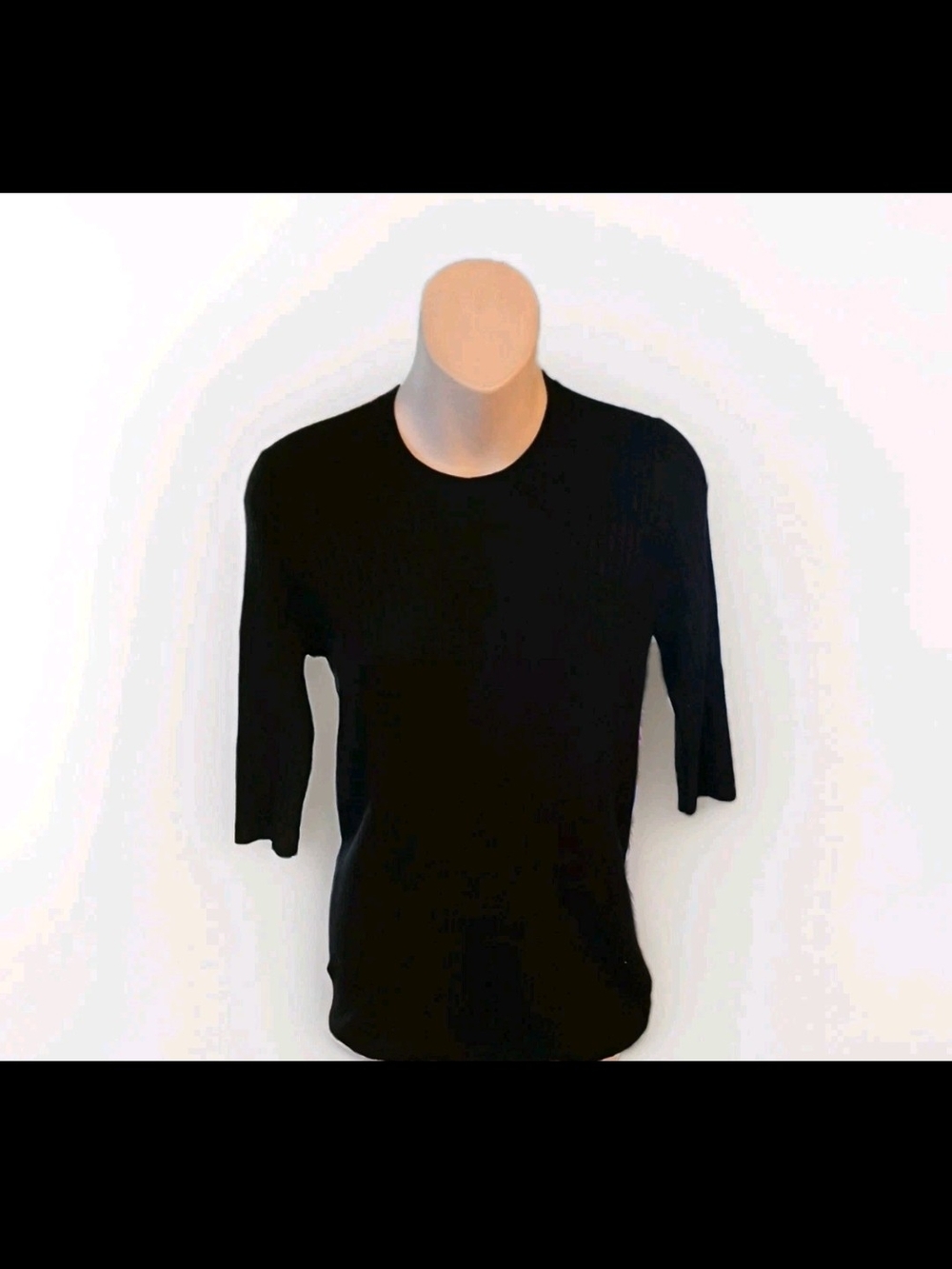 Vince Black Short-Sleeve Ribbed Knit Sweater